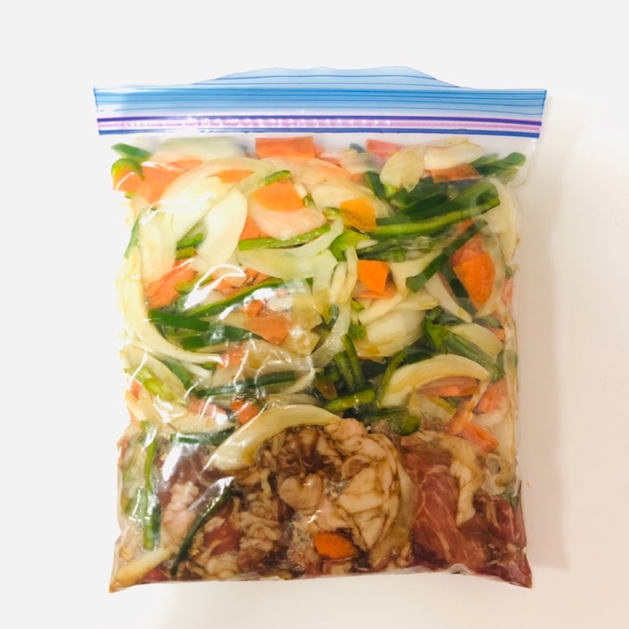 【下味冷凍】豚コマと野菜のソース炒めの画像