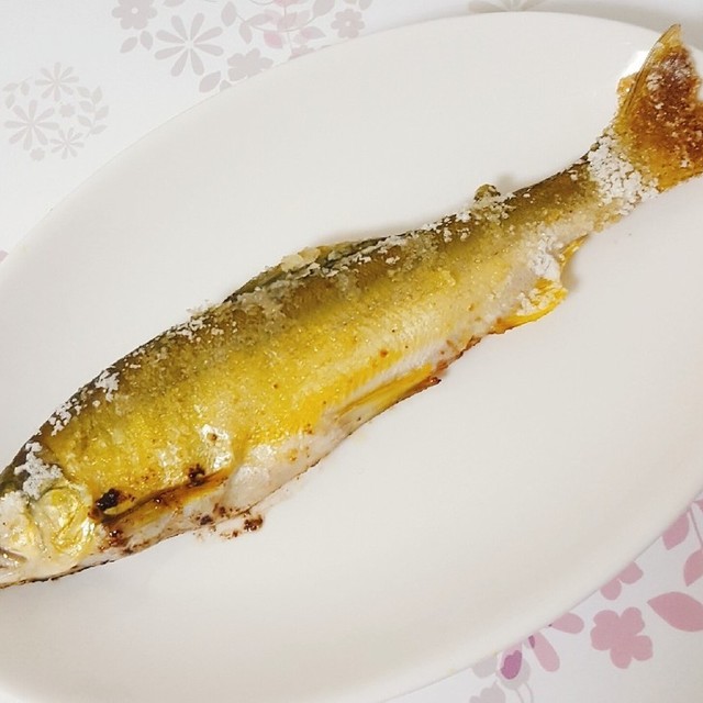 オーブンで作る鮎の塩焼き