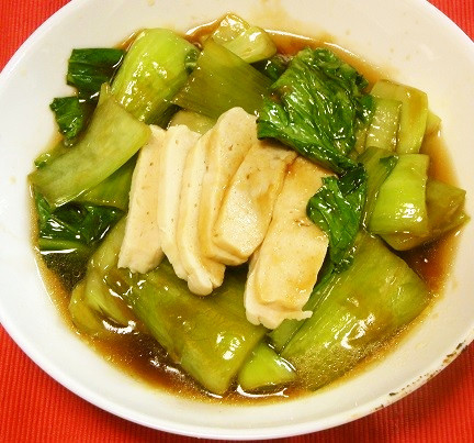青梗菜とサラダチキンの中華炒めの画像