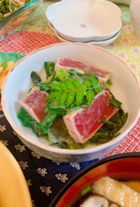 ワケギとマグロの木の芽味噌和え