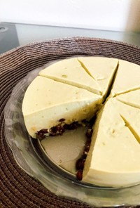 抹茶小豆の高たんぱく豆腐チーズケーキ