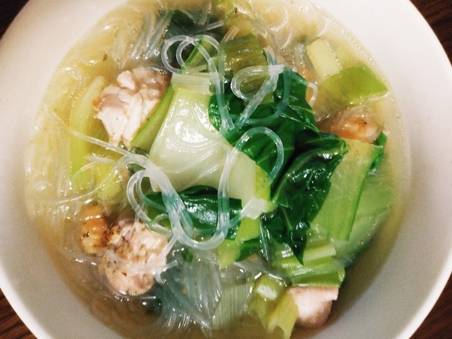 あっさり✨鶏とチンゲン菜の春雨スープの画像