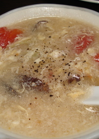 中華な日の簡単トマト入りたまごスープ