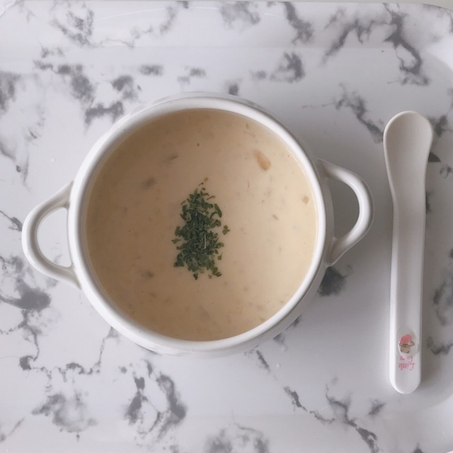 【離乳食】とうもろこしの粉末でスープの画像