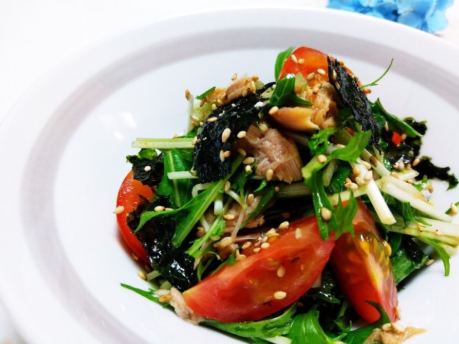 水菜・ツナ・韓国ノリの無限サラダの画像