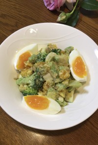 ブロッコリーと卵のアボカド和風サラダ