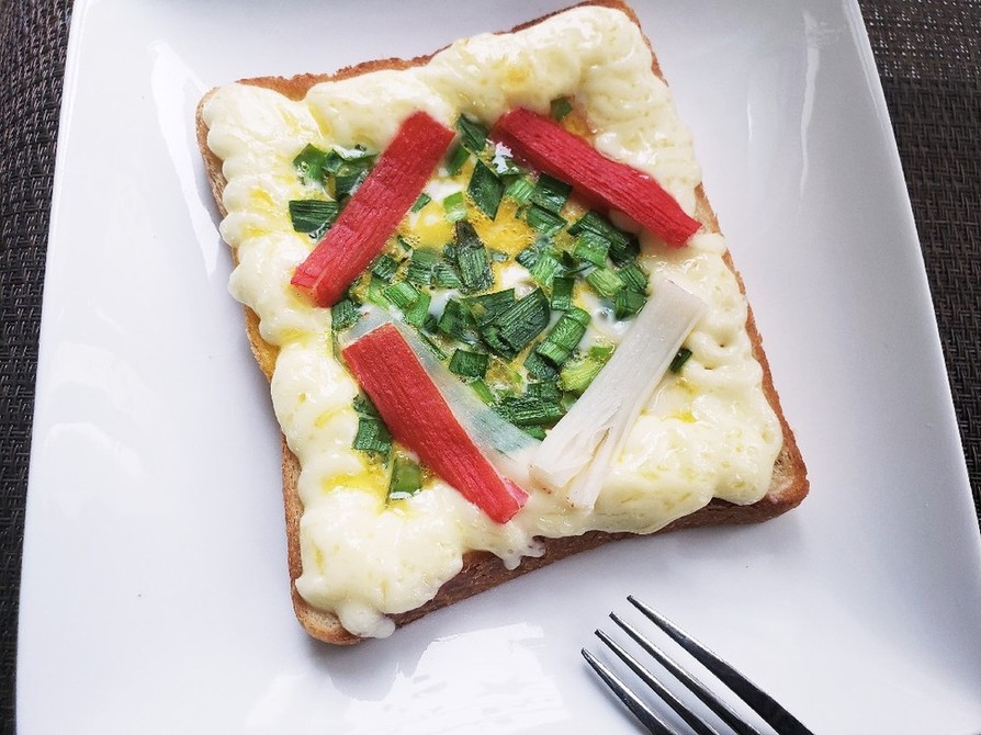 免疫アップ朝食！にら玉カニ中華トースト！の画像