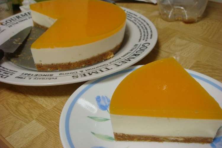 簡単 レアチーズケーキonオレンジゼリー レシピ 作り方 By ズボラな3児の母 クックパッド 簡単おいしいみんなのレシピが375万品