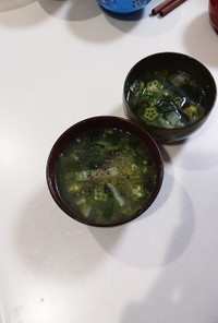 白菜・オクラ・韓国のりで中華風スープ♥️