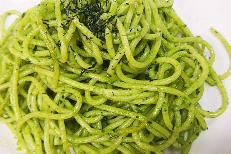 抹茶と新茶のジェノベーゼ風パスタ レシピ 作り方 By さき姉キャリママ クックパッド