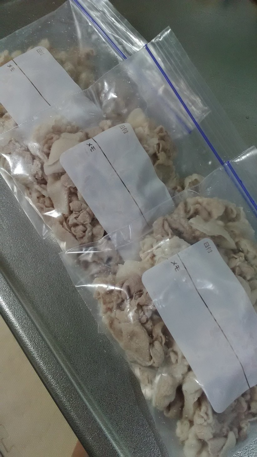 便利～豚しゃぶ肉を冷凍保存の画像