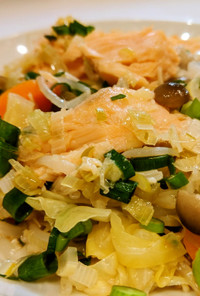 【減塩レシピ】蒸し魚の香味野菜ソース