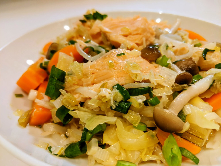 【減塩レシピ】蒸し魚の香味野菜ソースの画像