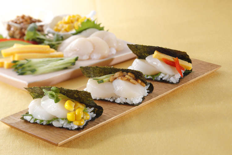 ほたてのミニ手巻き寿司 レシピ 作り方 By 北海道ぎょれん クックパッド 簡単おいしいみんなのレシピが364万品