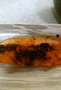鮭の梅味噌焼き&ジャガイモの味噌汁