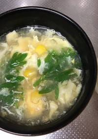 簡単　ラーメン汁でかき卵スープ