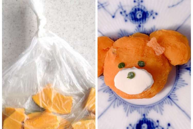 洗い物なし かぼちゃのくまちゃん レシピ 作り方 By ポリcook クックパッド 簡単おいしいみんなのレシピが370万品