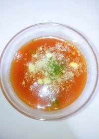 ガーリックの効いたトマトの冷製ソーメン