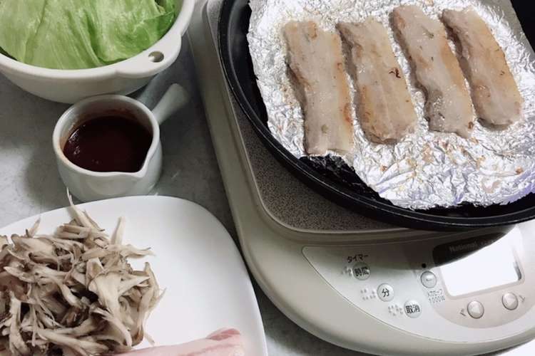厚い焼肉用豚バラも柔らか サムギョプサル レシピ 作り方 By クックまいななパパ クックパッド