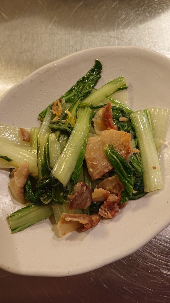 しろ菜と豚肉の梅塩麹炒めの画像