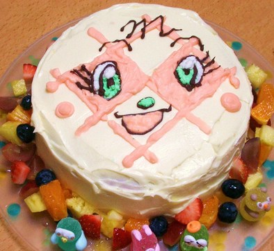 メロンパンナちゃんのデコレーションケーキの写真