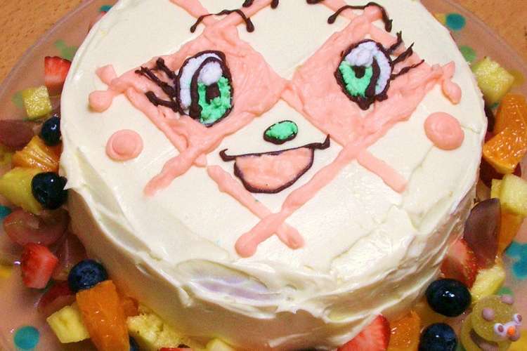 メロンパンナちゃんのデコレーションケーキ レシピ 作り方 By まにゅ クックパッド