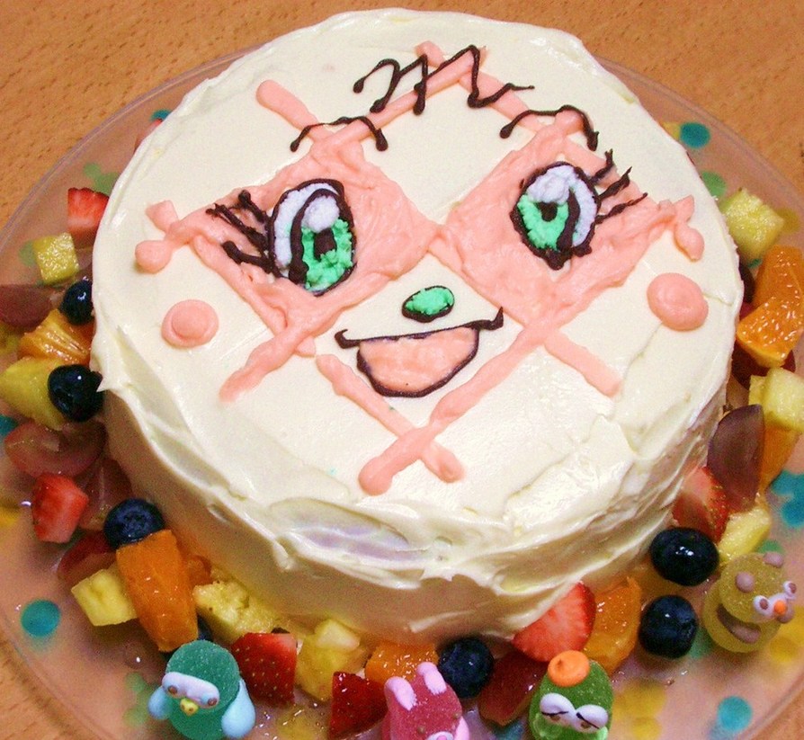 メロンパンナちゃんのデコレーションケーキの画像
