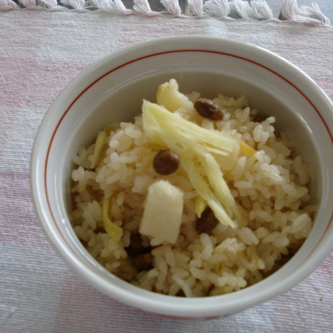 浜納豆とジャガイモご飯