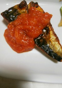 鯖の塩焼き☆トマトガーリックソース
