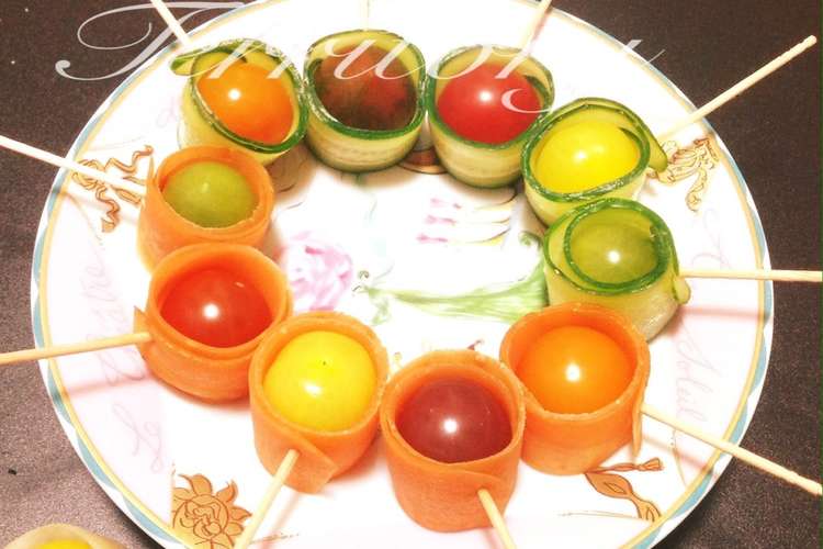 簡単のせ 飾り可愛い花トマトサラダ レシピ 作り方 By ハント クックパッド