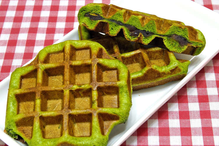 Hbで簡単 抹茶ワッフル あんこ入り レシピ 作り方 By パパcooking クックパッド