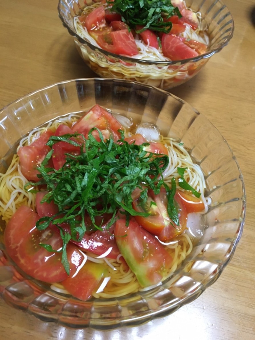 大葉とトマトの素麺☆胡麻油風味の画像
