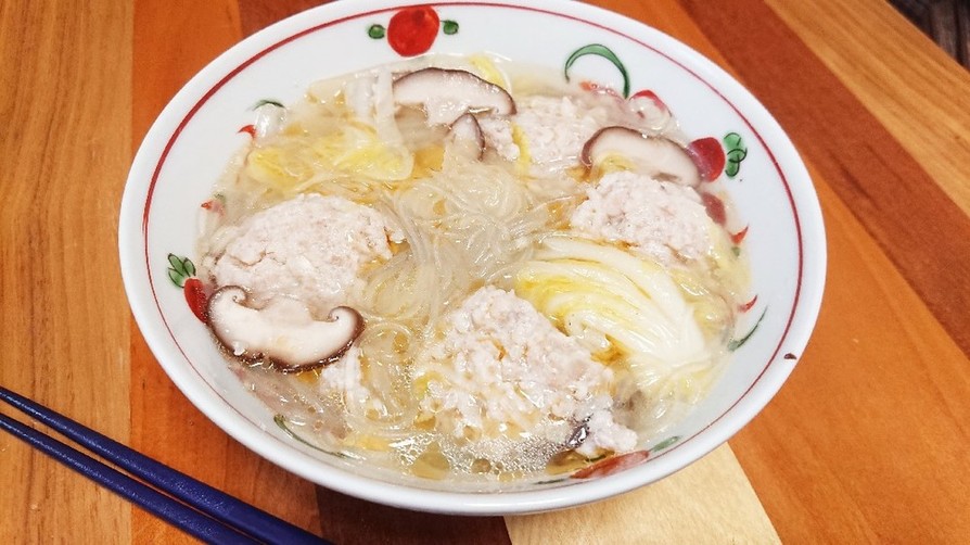 生姜香る☆フワフワ鶏団子の春雨スープの画像