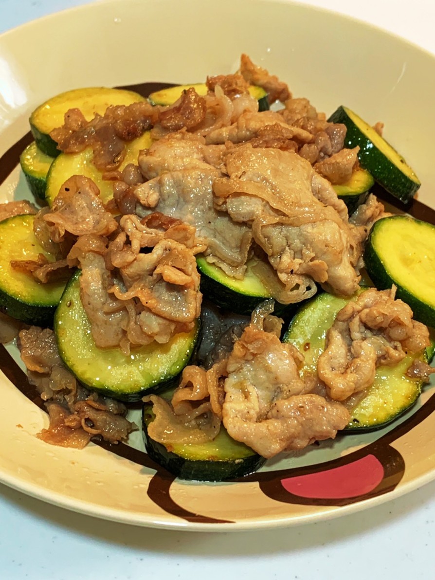 ズッキーニの豚ロース生姜焼きの画像