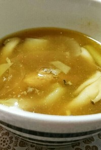 サバ水煮缶汁のカレースープ