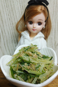 リカちゃん♡水菜とスルメの辛子醤油和えꕤ