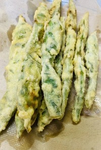 今が旬♡モロッコ豆の天ぷら(^^)