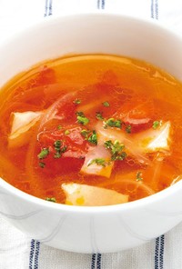冷凍トマトとベーコンのスープ