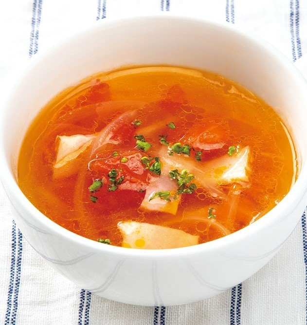 冷凍トマトとベーコンのスープの画像