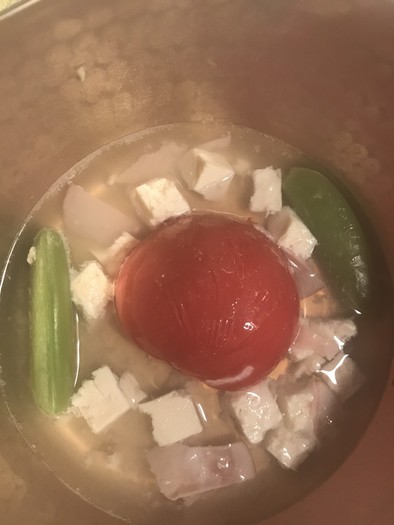 スナップエンドウのトマト煮の写真