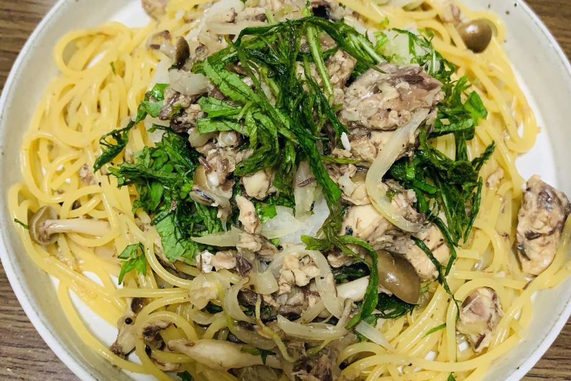 しめじとサバ缶のおろしパスタ レシピ 作り方 By Cookun0530 クックパッド 簡単おいしいみんなのレシピが379万品