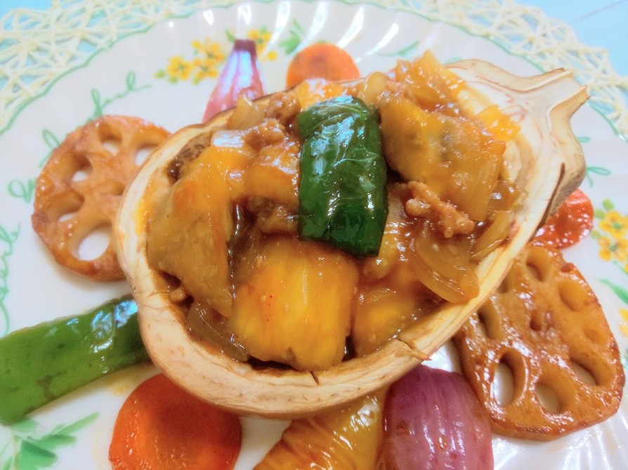 白茄子のアジアン麻婆茄子焼き野菜添えの画像