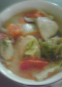 白菜とチキンのカレーチャウダー風スープ
