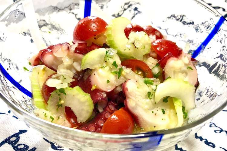 蛸とトマト セロリ玉ねぎのマリネ風サラダ レシピ 作り方 By お料理ニャロメ クックパッド 簡単おいしいみんなのレシピが375万品