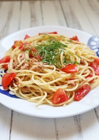 ランチに♪ツナ缶とトマトの和風冷製パスタ