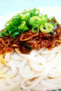 万願寺唐辛子とおじゃこの味噌和えうどん