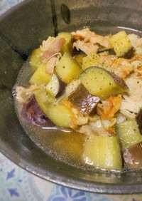 【アレンジ素麺】ナスと豚バラの温素麺