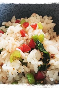 カリカリ梅と小松菜の混ぜご飯