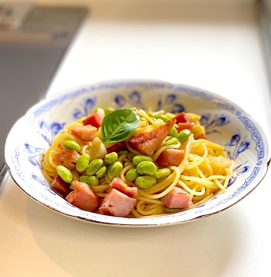 枝豆とペーコンのガーリック　スパゲティの画像