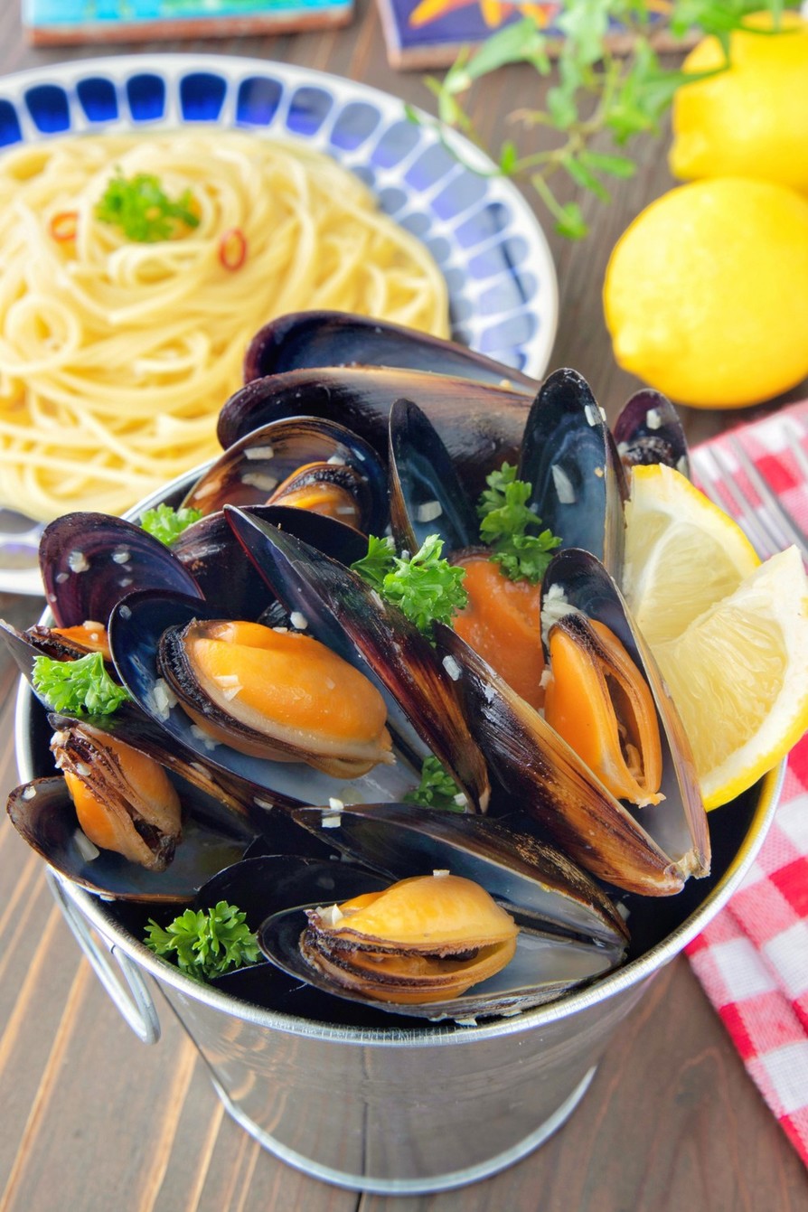 ムール貝のワイン蒸し＆蒸し汁で絶品パスタ